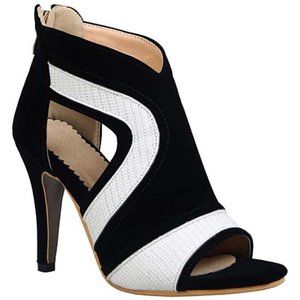 BUTITI  White & Black Abstract Cutout Stiletto Sandal - Women